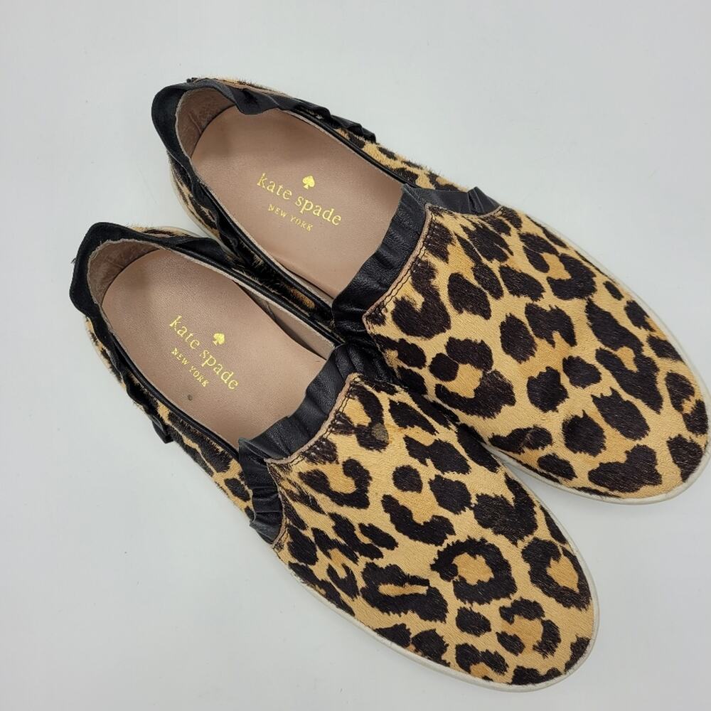 Kate Spade New York Ponyhair Leopard Animal Print Slip-On Sneakers size 7.5 M - Picture 3 of 12